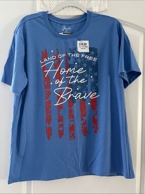 NWT Patriotic Home of the Brave' Blue Graphic Tee